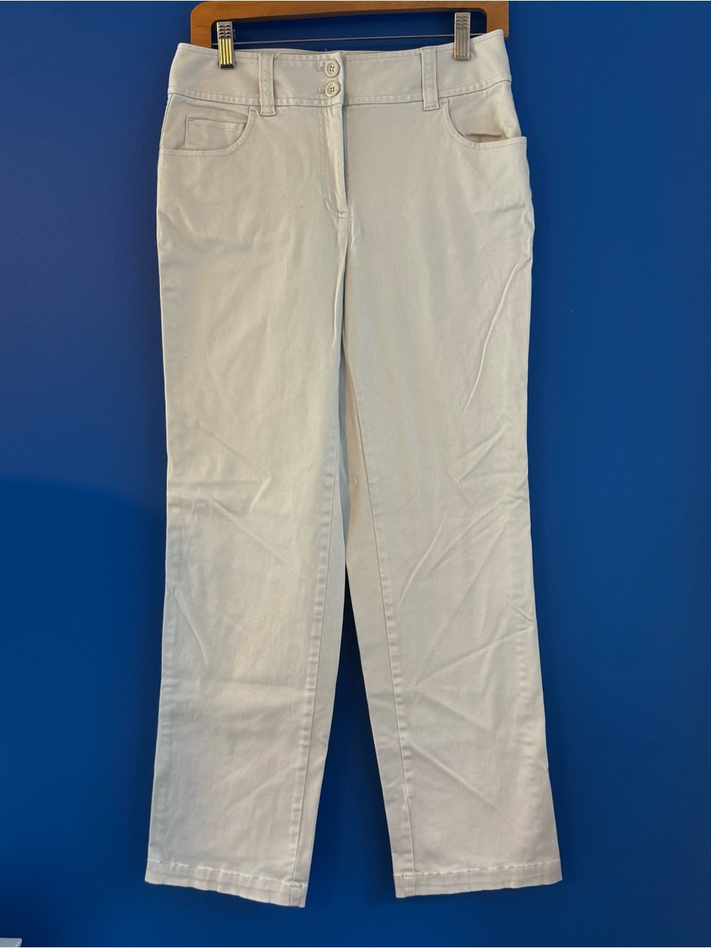 Talbots Wide Leg High-Rise Cotton Blend Khaki Women's Pants Pockets - Sz 6